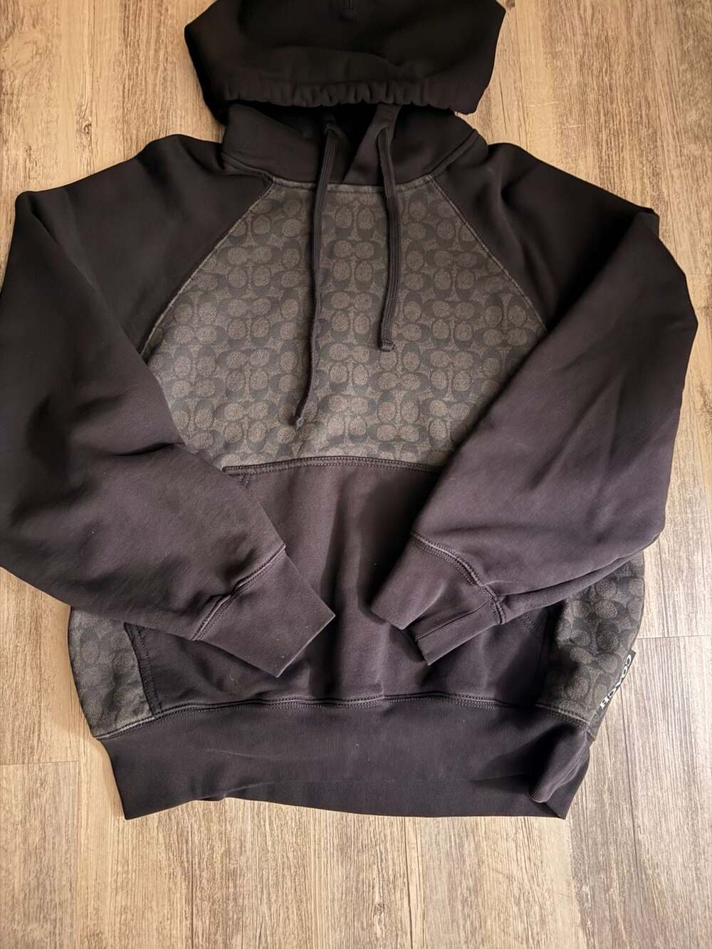 Coach Signature Hoodie Size L Black Monogram